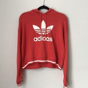Adidas coral sweatshirt with white stripe